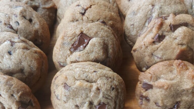 Homemade chocolate chip cookies with soft centres and crisp edges
