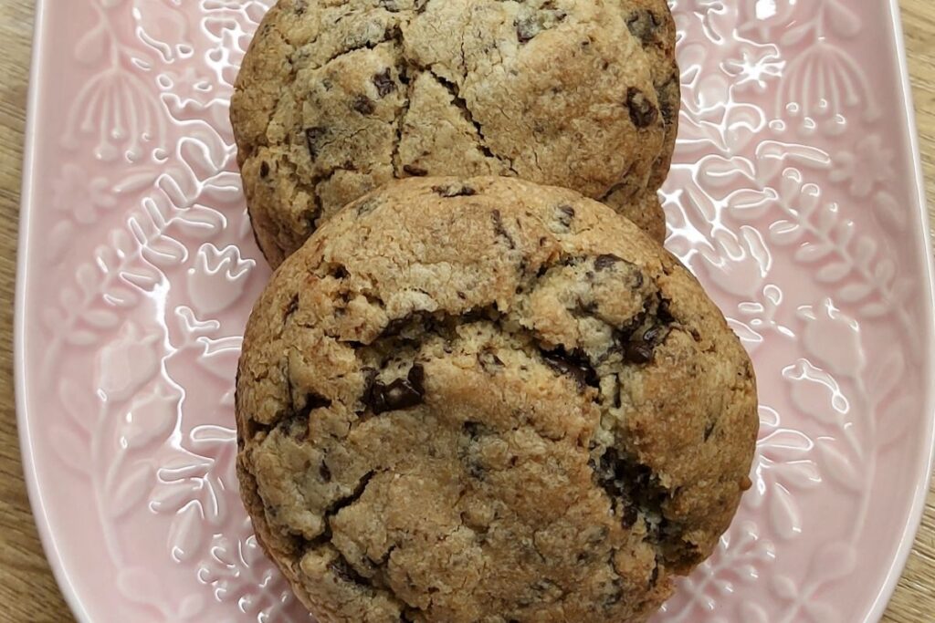 Soft chocolate chip cookies with crisp edges and chocolate chunks