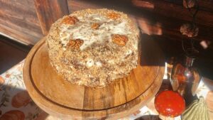Easy carrot cake recipe with orange cream cheese frosting
