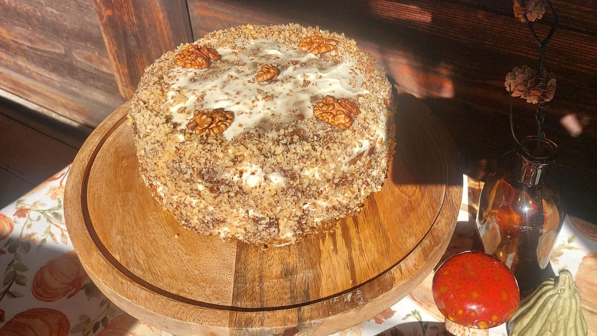 Easy carrot cake recipe with orange cream cheese frosting