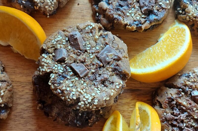 Vegan Tahini Chocolate Chip Cookies with Orange