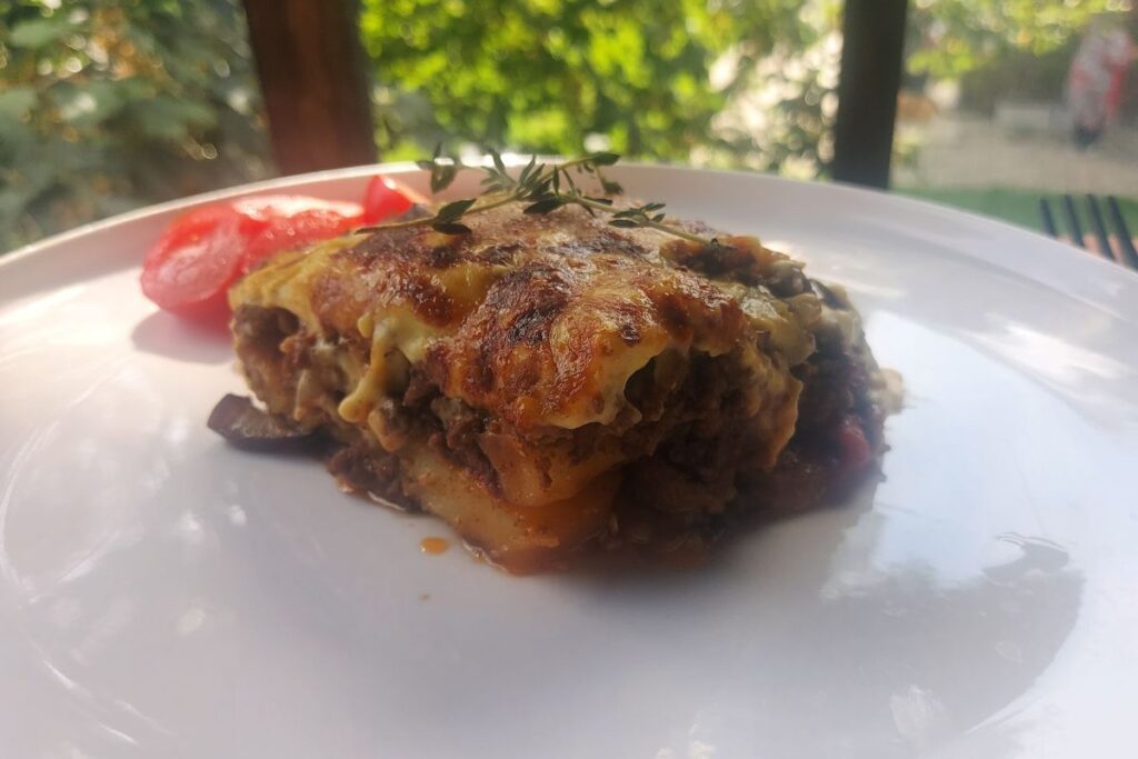 Greek moussaka recipe with golden béchamel and Parmigiano Reggiano