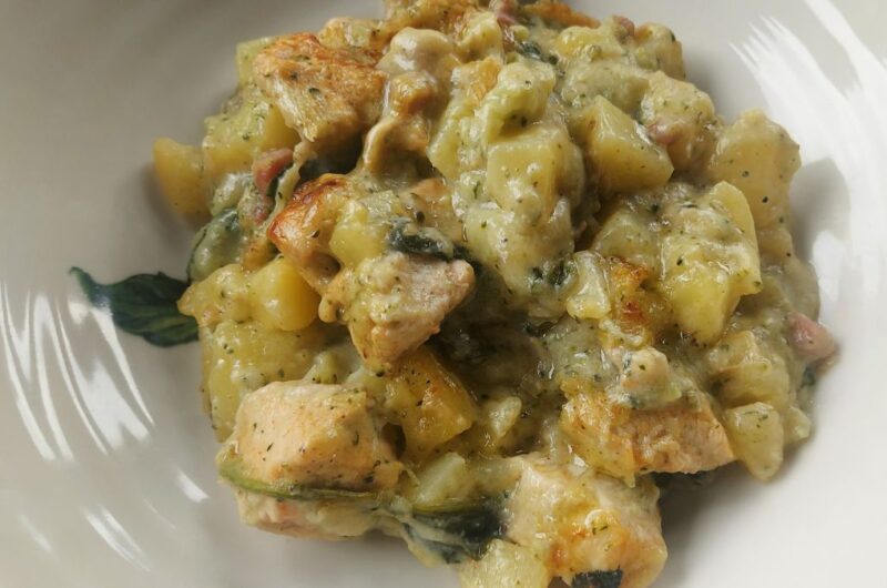 Chicken, Potato & Spinach Bake Inspired by British Cheese and Onion Pie
