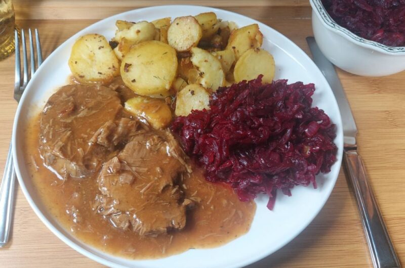 Slow-Roasted Beef Shoulder with Homemade Gravy and Polish Beets